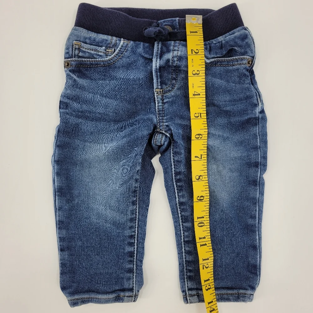 Gap Denim Jeans My 1st Easy Slim Stretch Elastic Waistband Distressed Sz 6-12mo